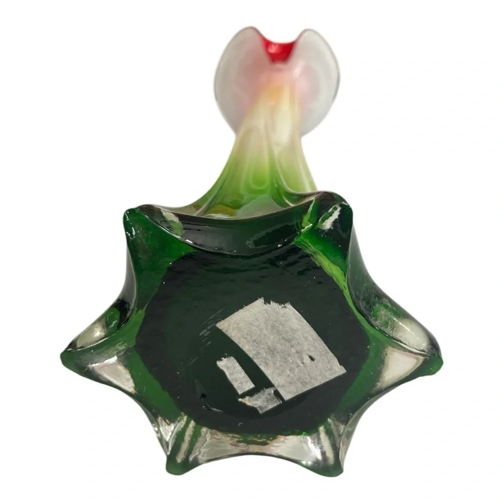 Vintage 1990s Postmodern Multicolor Ombre Calla Lily Art Glass Vase 15.5